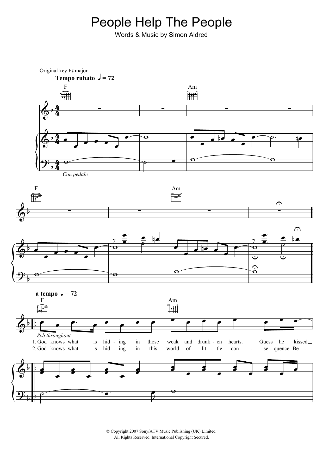 Birdy People Help The People Sheet Music Notes & Chords for Easy Piano - Download or Print PDF