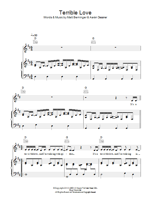 Birdy Terrible Love Sheet Music Notes & Chords for Piano, Vocal & Guitar - Download or Print PDF