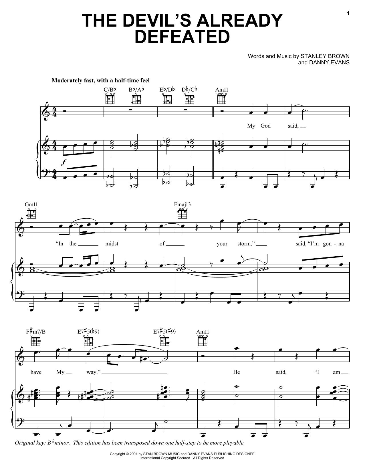 Bishop T.D. Jakes & The Potter's House Mass Choir The Devil's Already Defeated Sheet Music Notes & Chords for Piano, Vocal & Guitar Chords (Right-Hand Melody) - Download or Print PDF