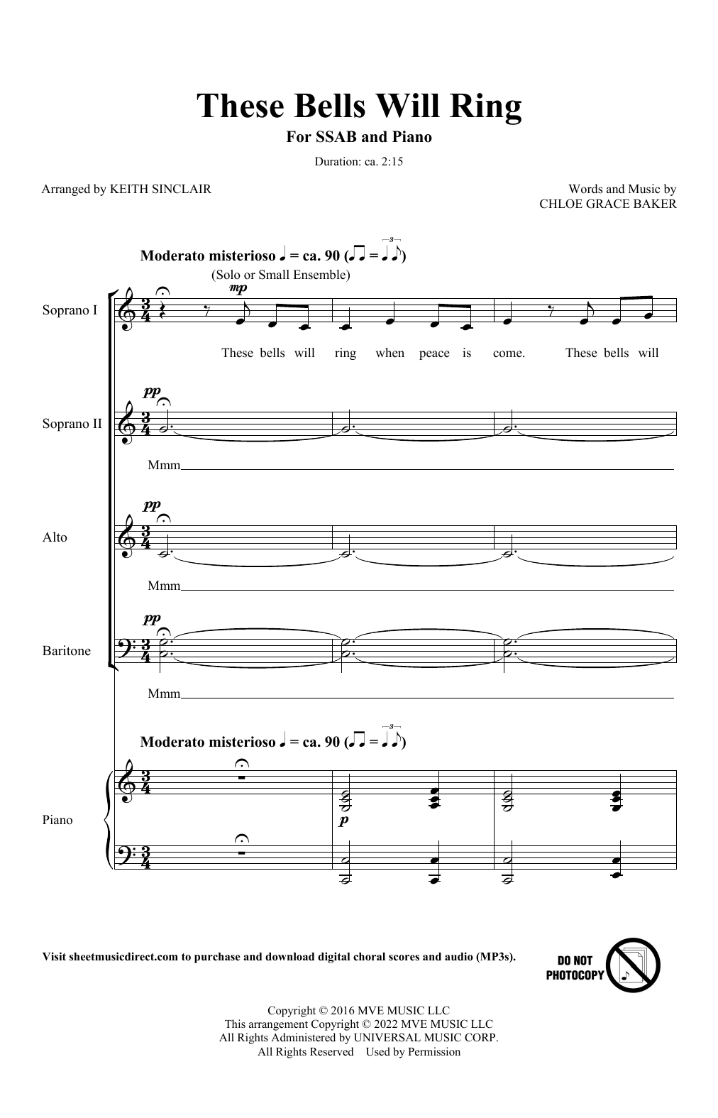 Bitter's Kiss & Bluestone These Bells Will Ring (arr. Keith Sinclair) Sheet Music Notes & Chords for SATB Choir - Download or Print PDF