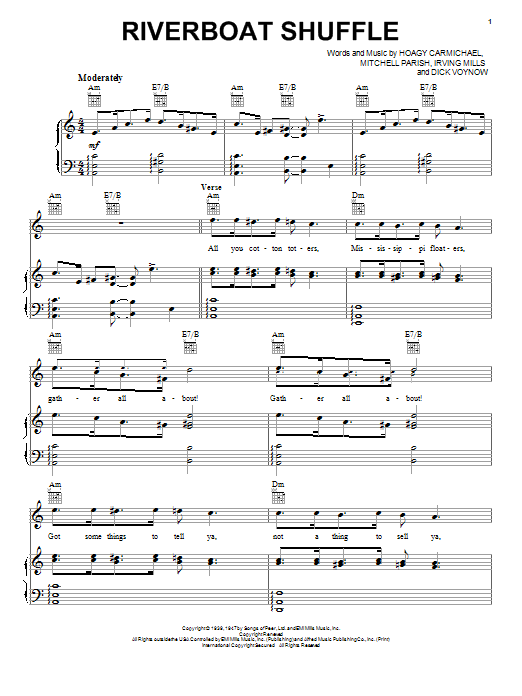 Bix Beiderbecke Riverboat Shuffle Sheet Music Notes & Chords for Piano, Vocal & Guitar (Right-Hand Melody) - Download or Print PDF