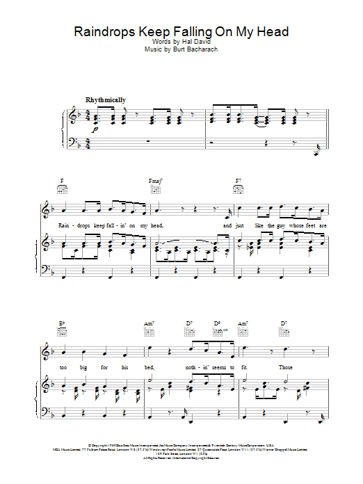 B.J. Thomas Raindrops Keep Fallin' On My Head Sheet Music Notes & Chords for Ukulele - Download or Print PDF