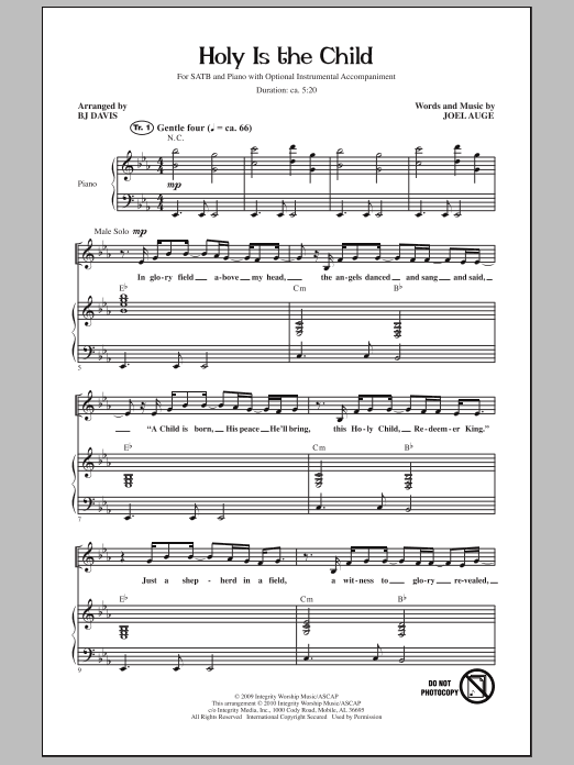 Preview BJ Davis Holy Is The Child Christmas sheet music, notes and chords for SATB, SKU: 289755 Holy Is The Child sheet music
