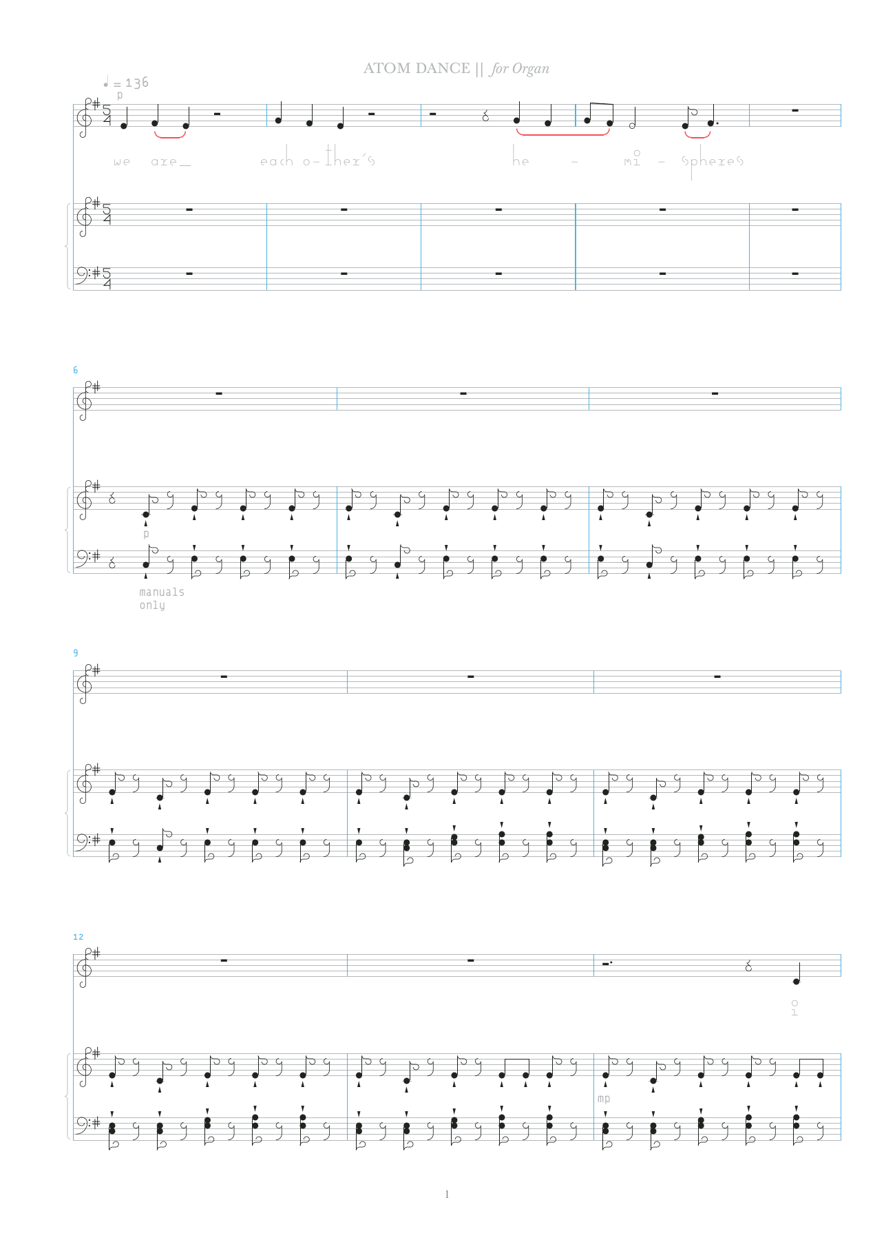 Bjork Atom Dance Sheet Music Notes & Chords for Organ & Vocal - Download or Print PDF