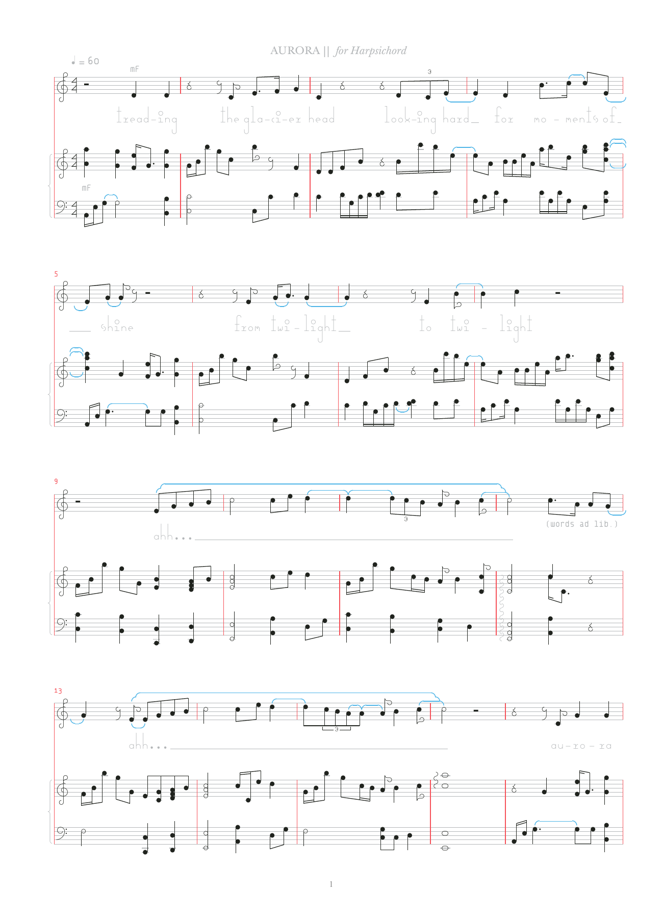Bjork Aurora Sheet Music Notes & Chords for Harpsichord & Vocal - Download or Print PDF