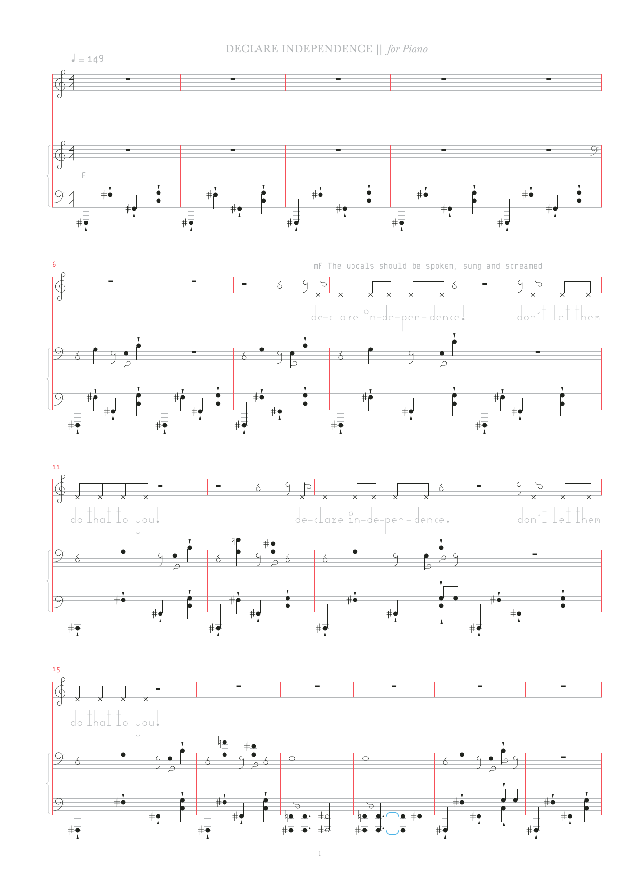 Bjork Declare Independence Sheet Music Notes & Chords for Piano & Vocal - Download or Print PDF