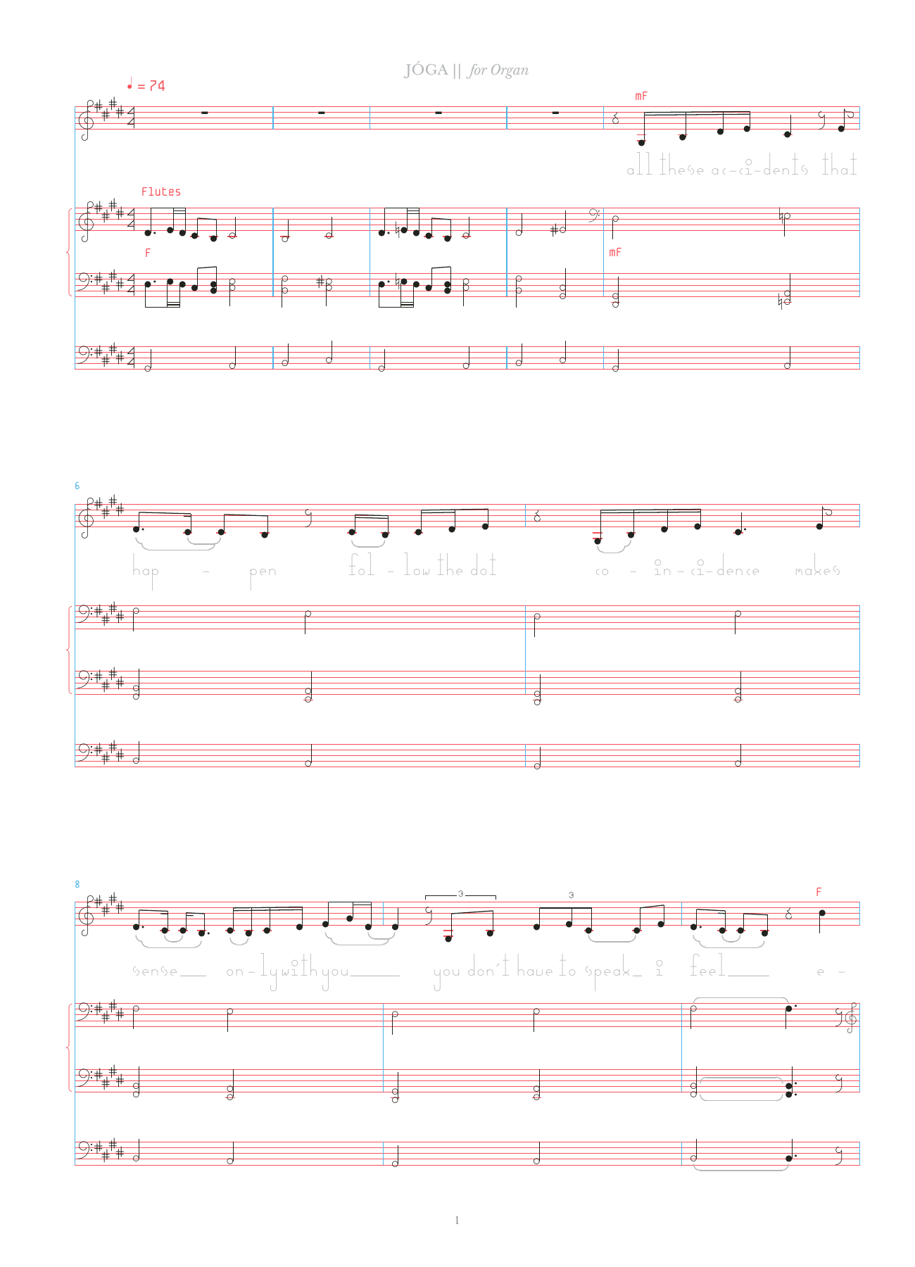 Bjork Joga Sheet Music Notes & Chords for Organ & Vocal - Download or Print PDF