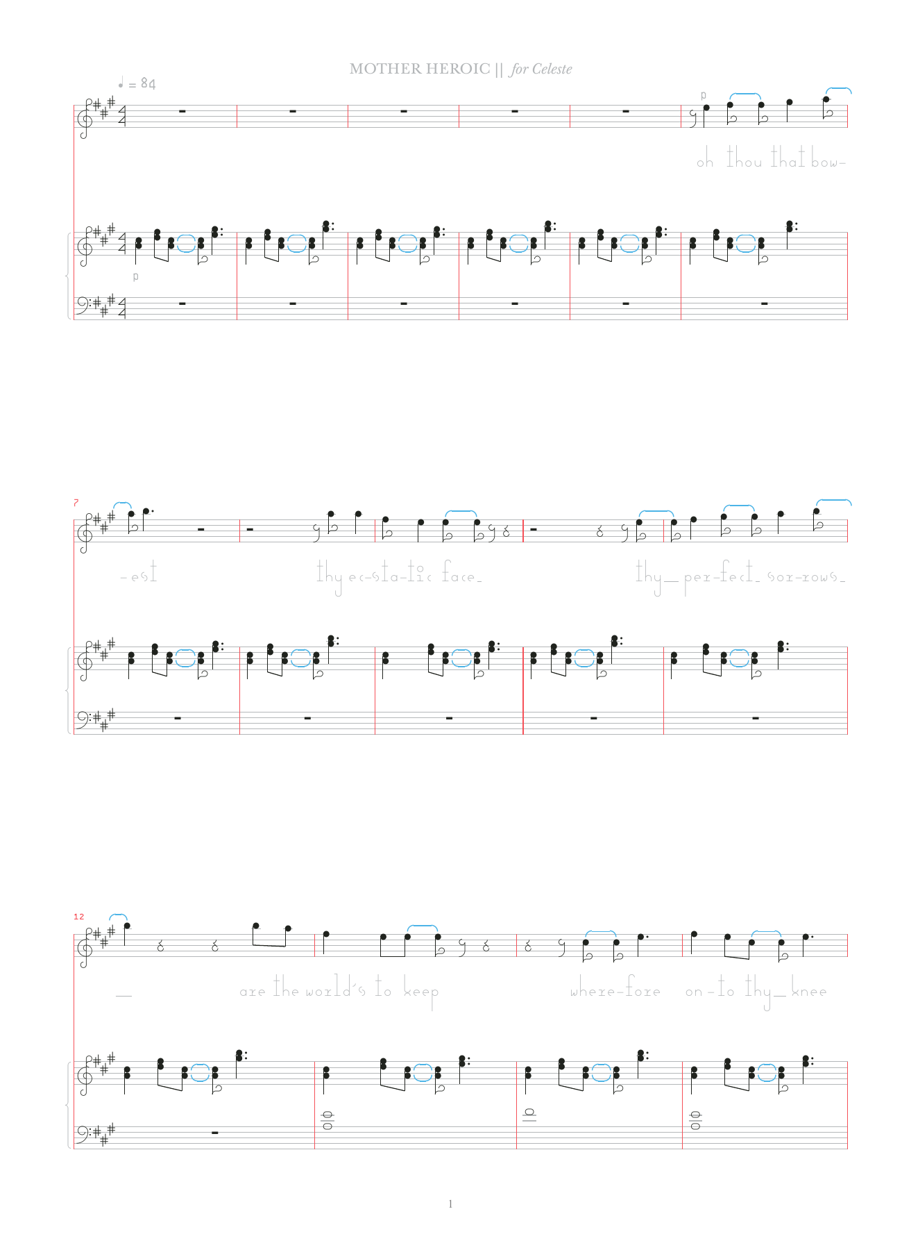 Bjork Mother Heroic Sheet Music Notes & Chords for Celeste & Vocal - Download or Print PDF