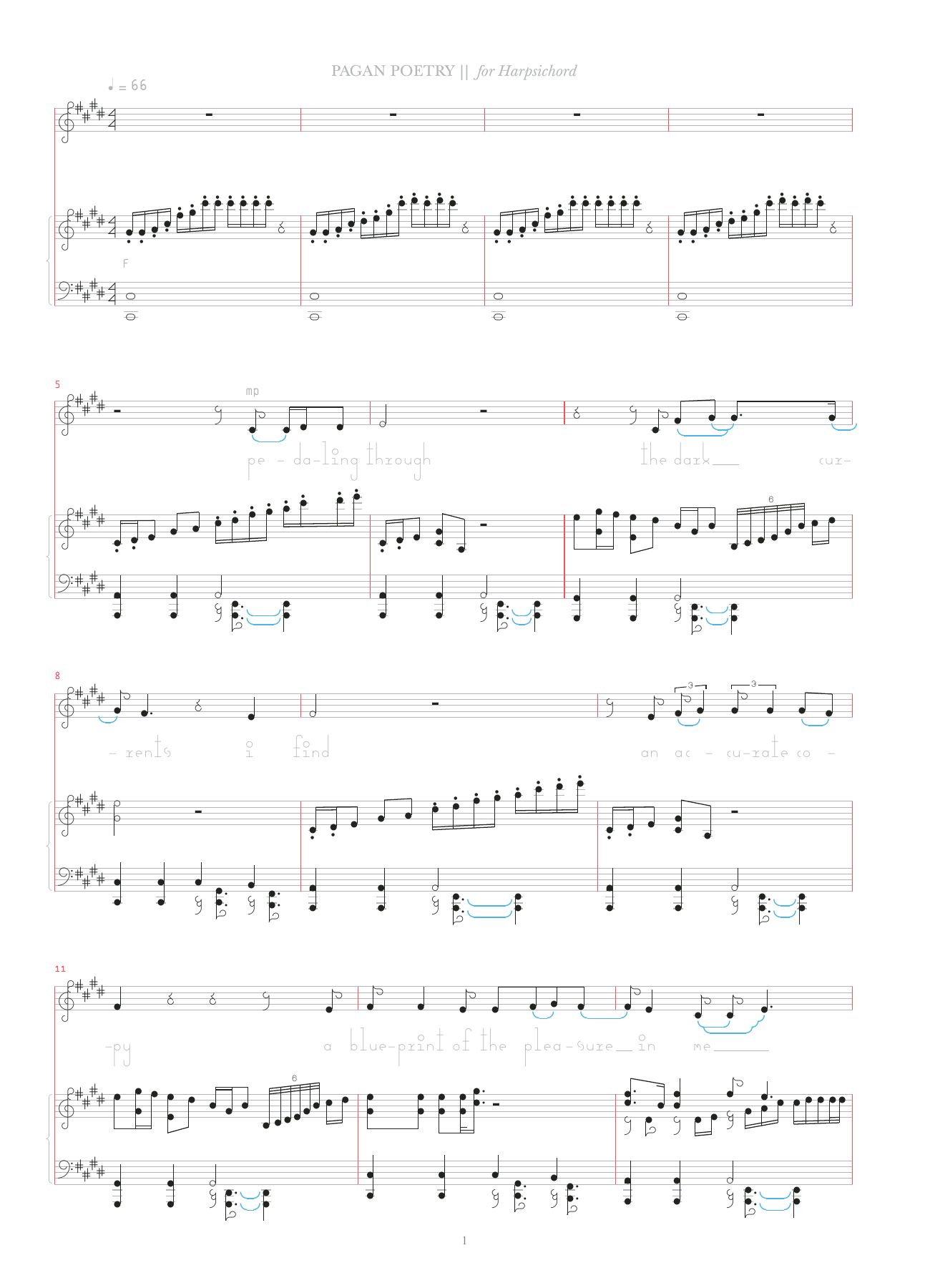 Bjork Pagan Poetry Sheet Music Notes & Chords for Harpsichord - Download or Print PDF