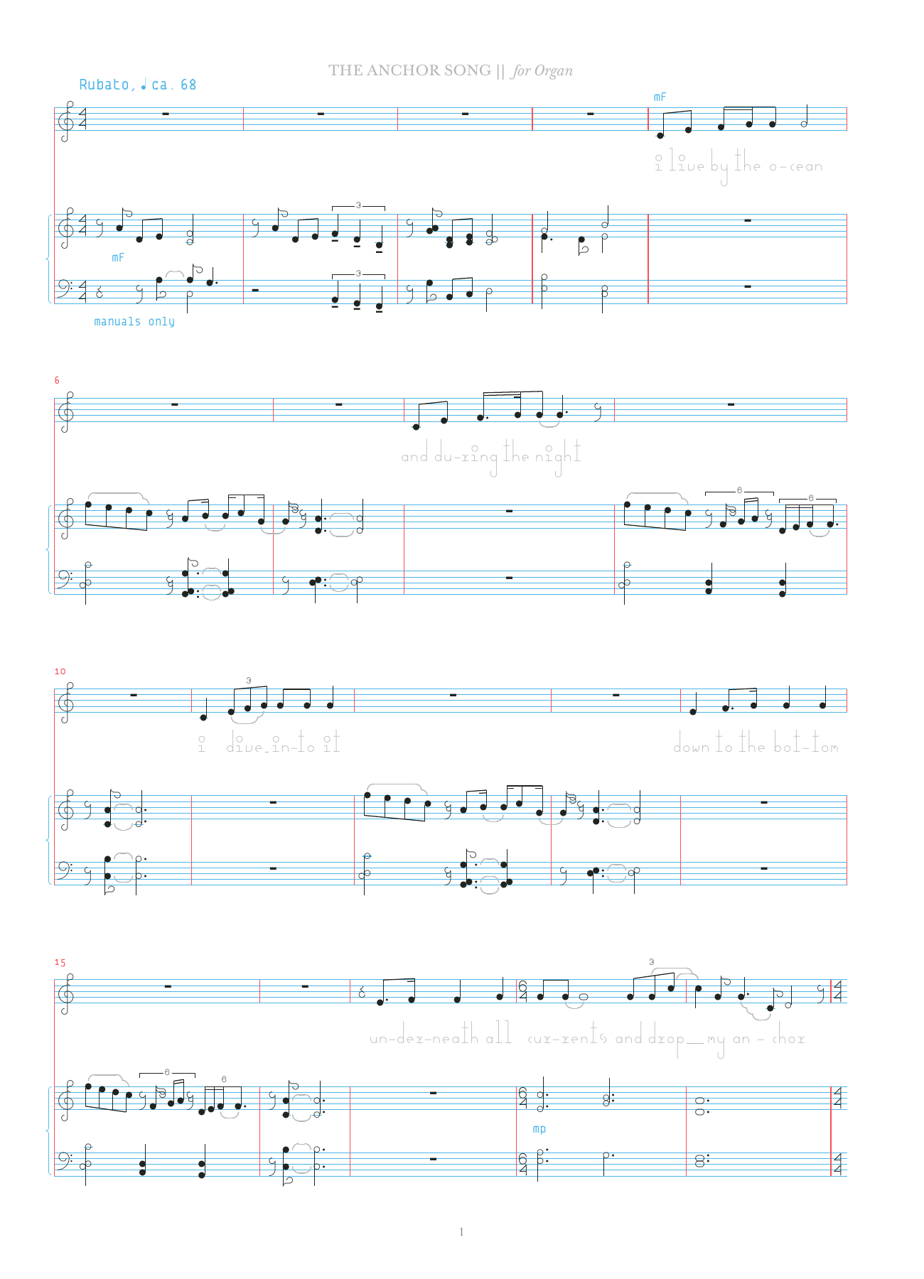 Bjork The Anchor Song Sheet Music Notes & Chords for Organ & Vocal - Download or Print PDF