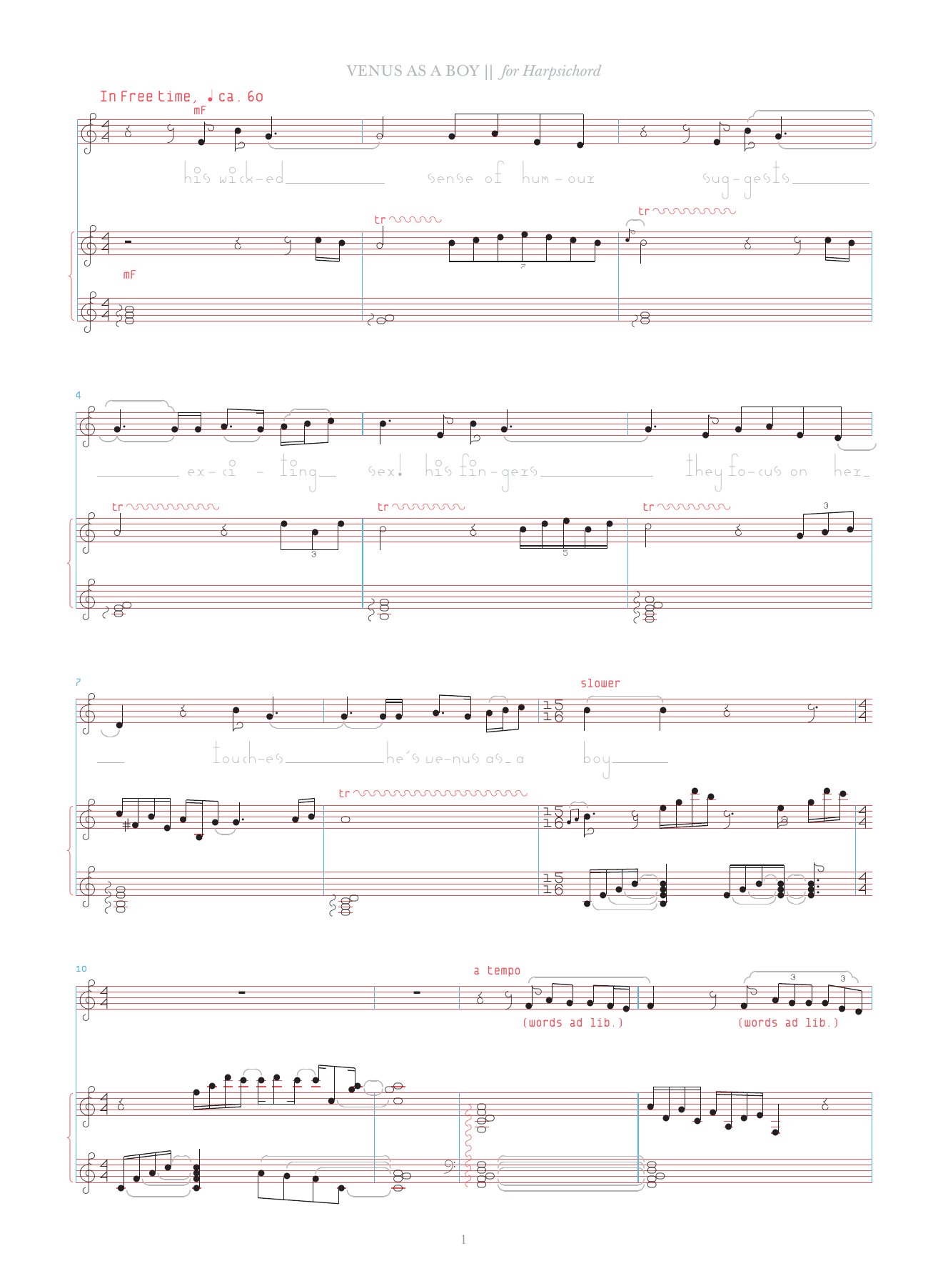 Bjork Venus As A Boy Sheet Music Notes & Chords for Harpsichord & Vocal - Download or Print PDF