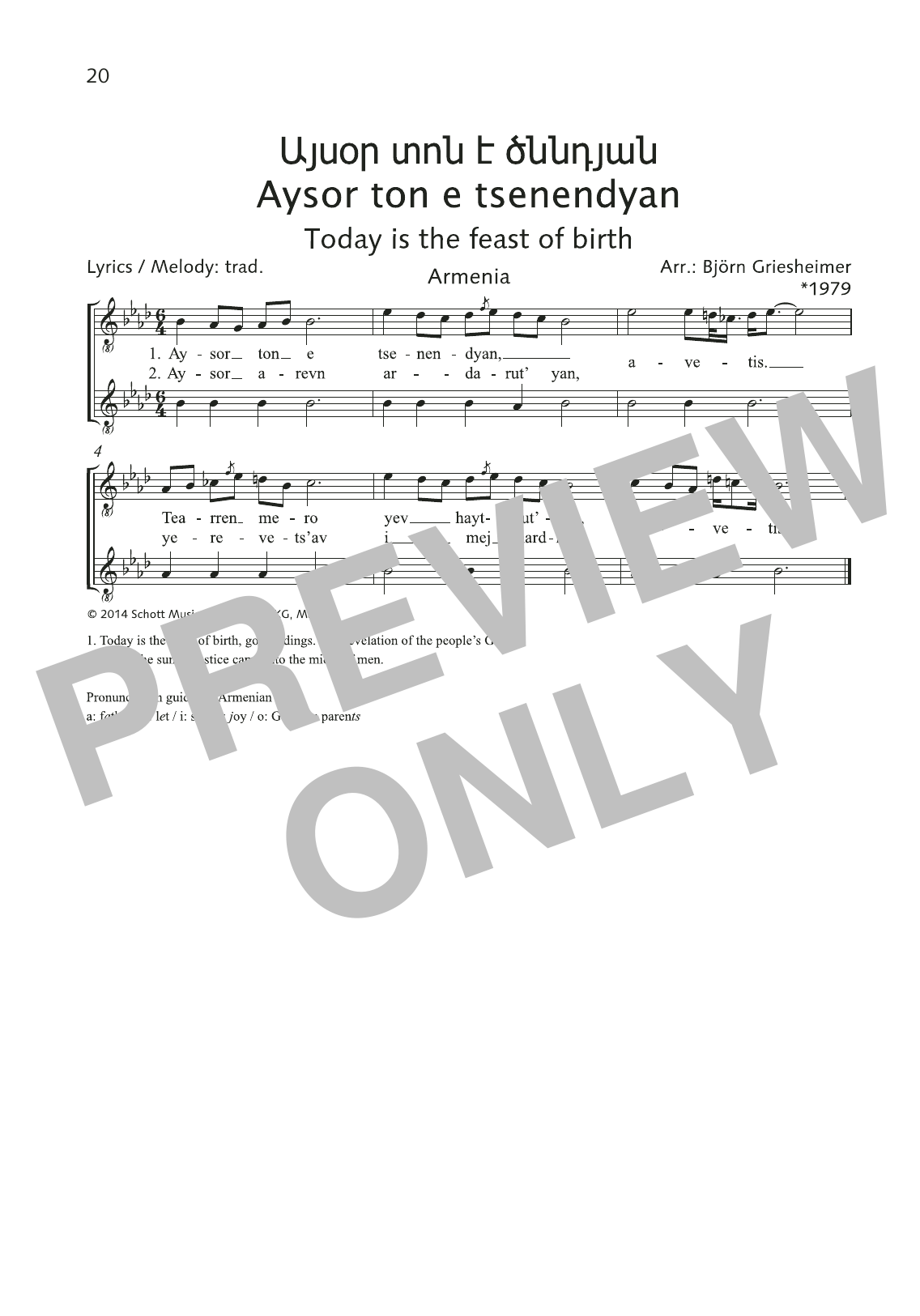 Björn Griesheimer Aysor ton e tsenendyan Sheet Music Notes & Chords for Choral - Download or Print PDF