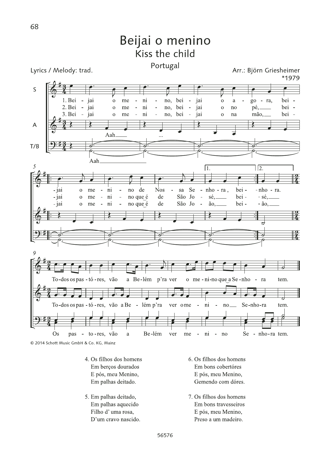 Björn Griesheimer Beijai o menino Sheet Music Notes & Chords for Choral - Download or Print PDF