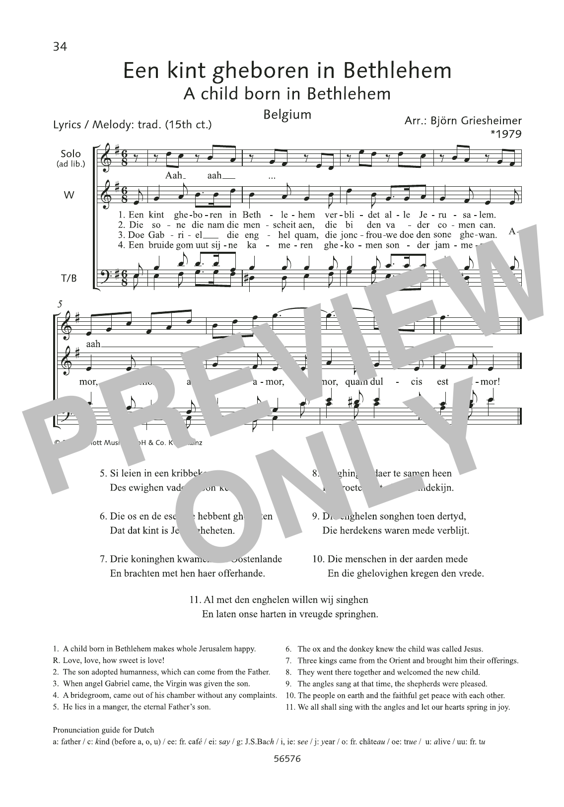 Björn Griesheimer Een kint gheboren in Bethlehem Sheet Music Notes & Chords for Choral - Download or Print PDF