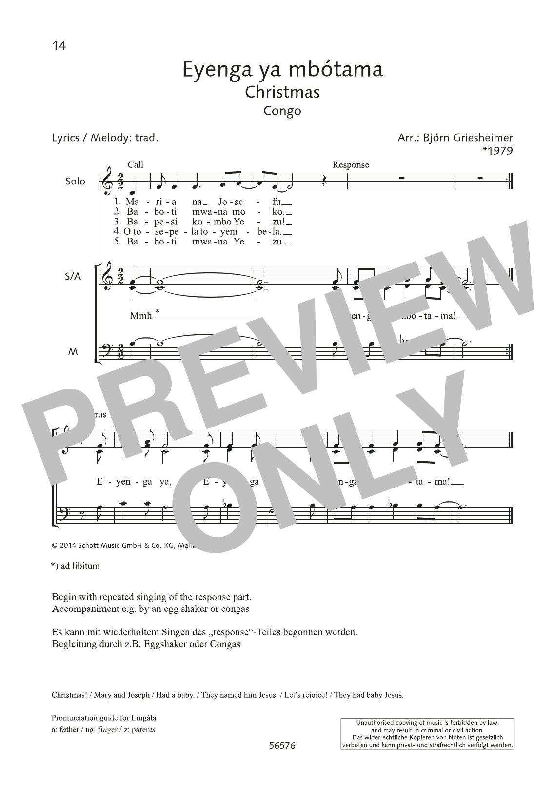 Björn Griesheimer Eyenga ya mbotama Sheet Music Notes & Chords for Choral - Download or Print PDF
