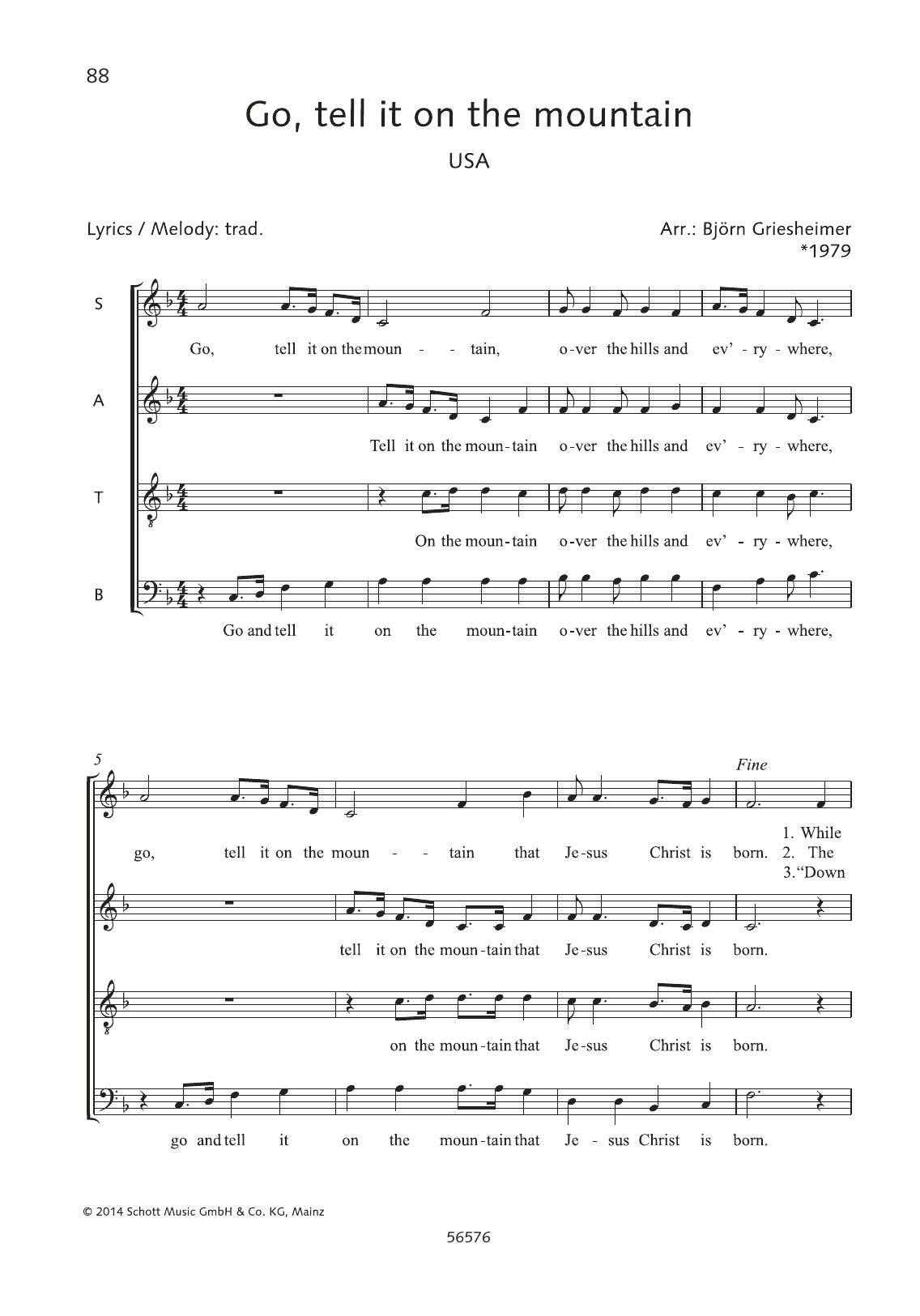 Björn Griesheimer Go, Tell It on the Mountain Sheet Music Notes & Chords for Choral - Download or Print PDF