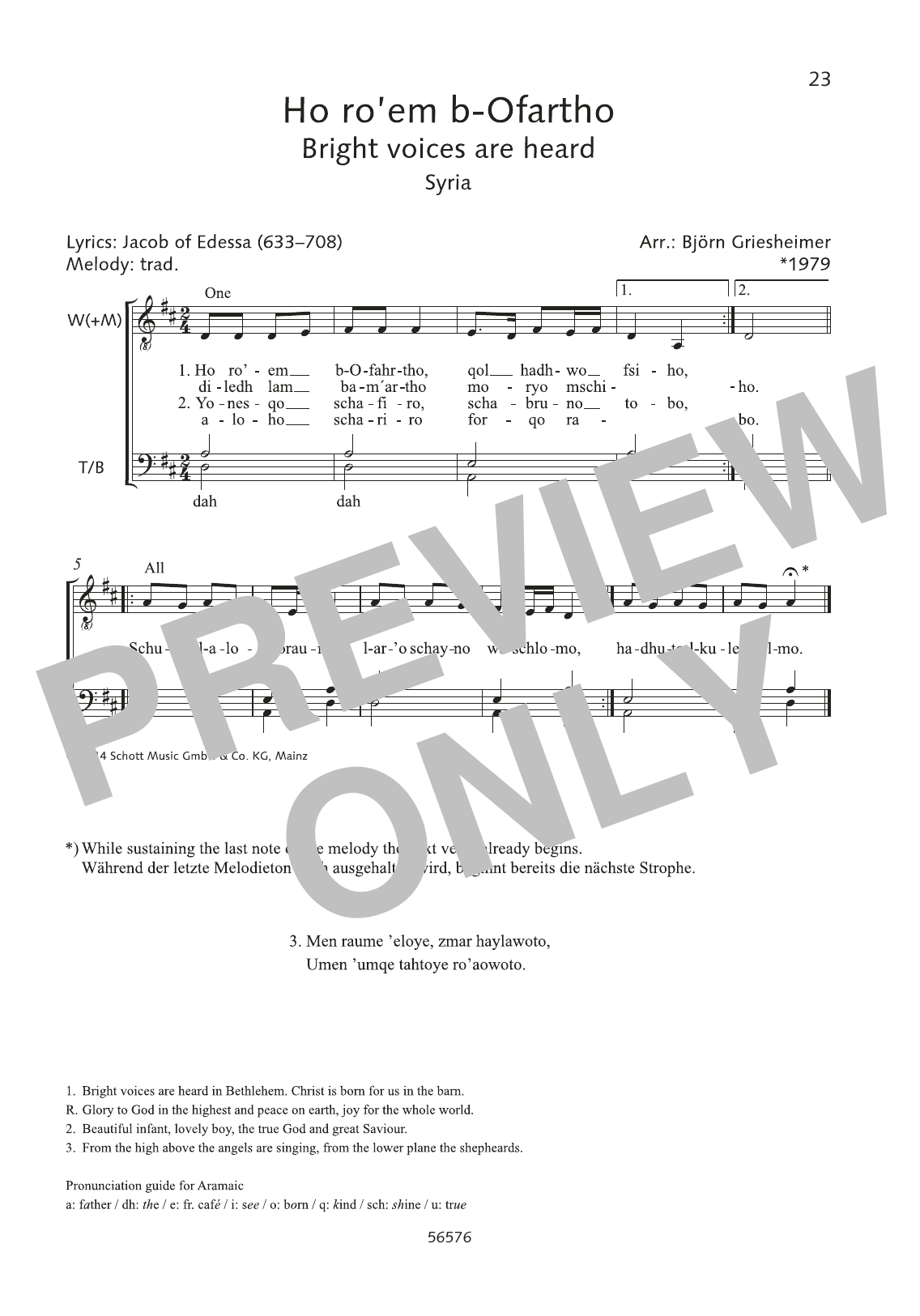 Björn Griesheimer Ho ro'em b-Ofartho Sheet Music Notes & Chords for Choral - Download or Print PDF