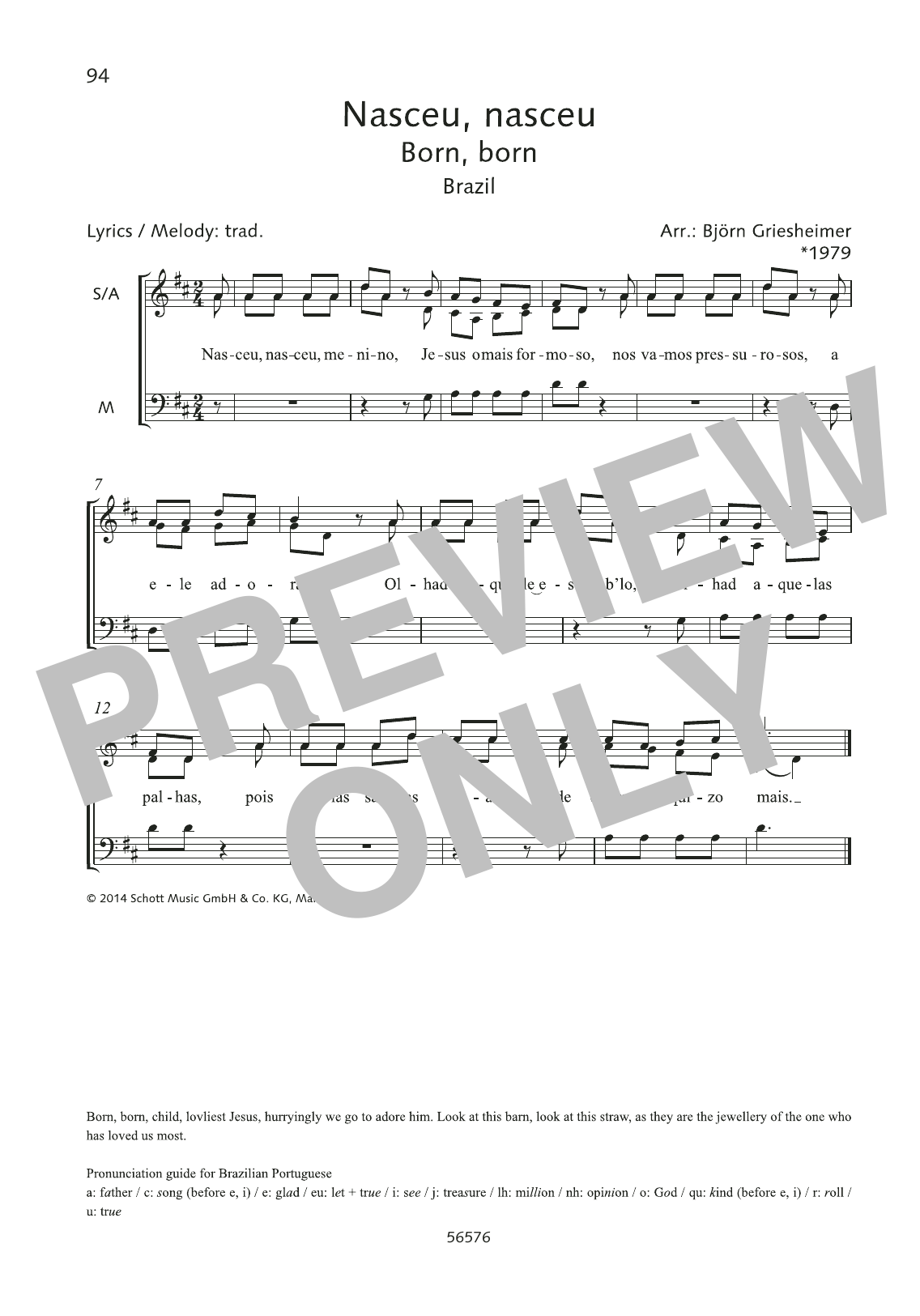 Björn Griesheimer Nasceu, nasceu Sheet Music Notes & Chords for Choral - Download or Print PDF