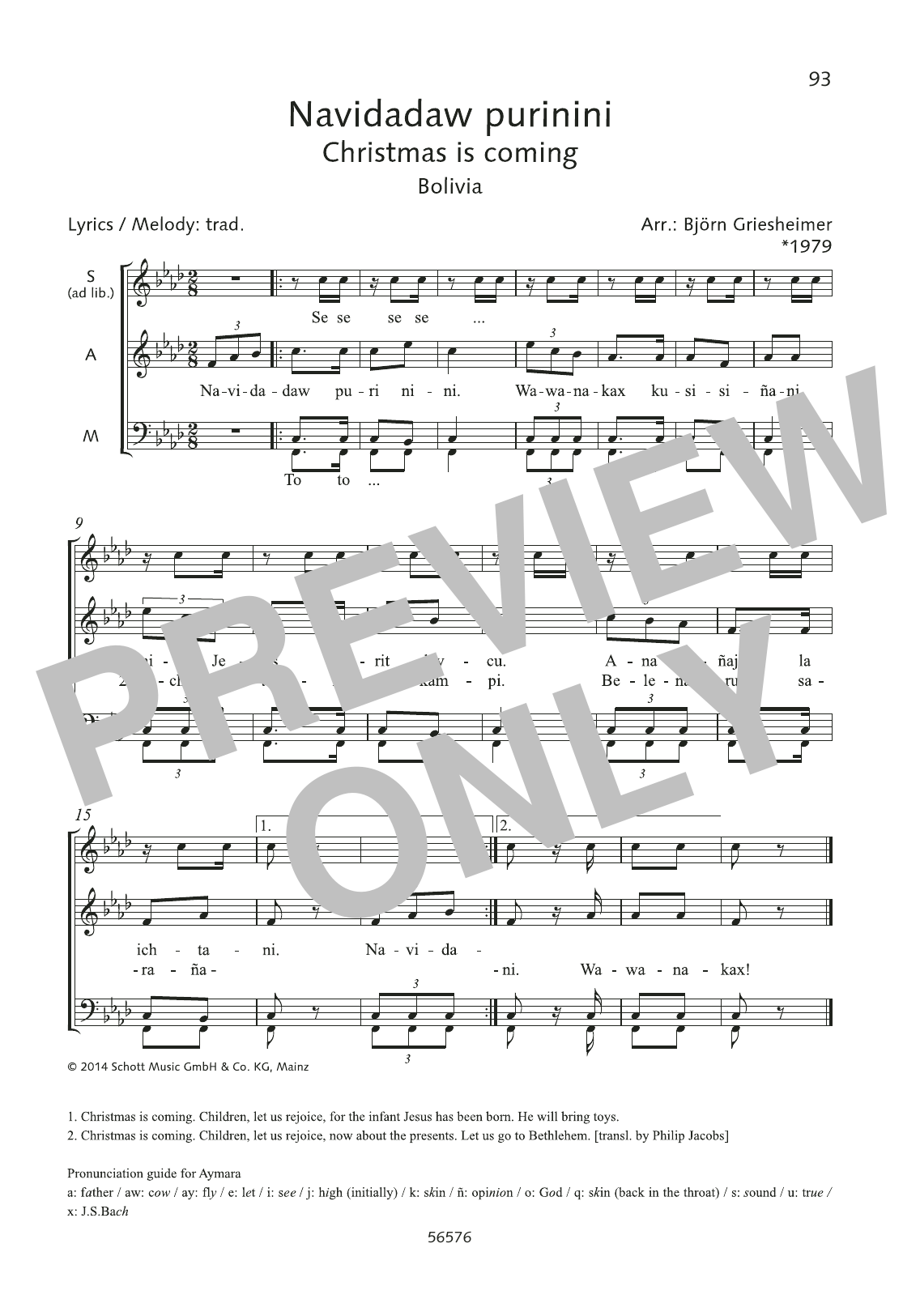 Björn Griesheimer Navidadaw purinini Sheet Music Notes & Chords for Choral - Download or Print PDF