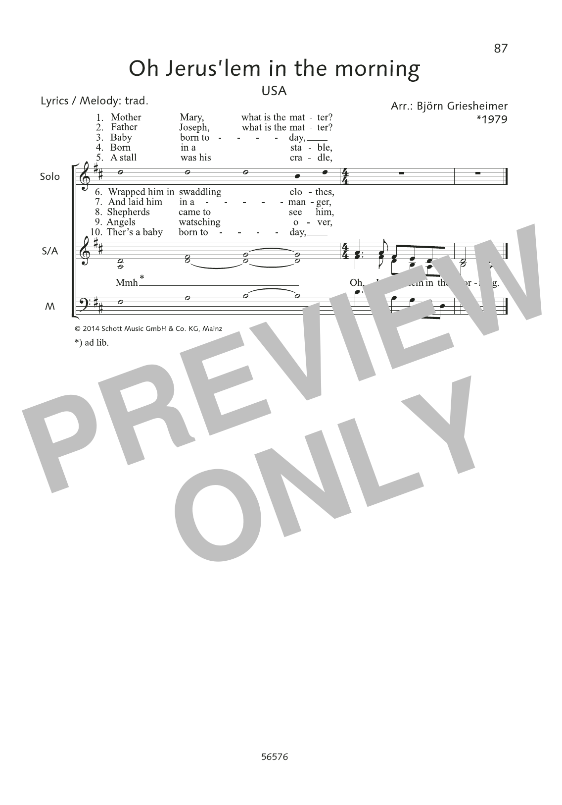 Björn Griesheimer Oh Jerus'lem in the morning Sheet Music Notes & Chords for Choral - Download or Print PDF