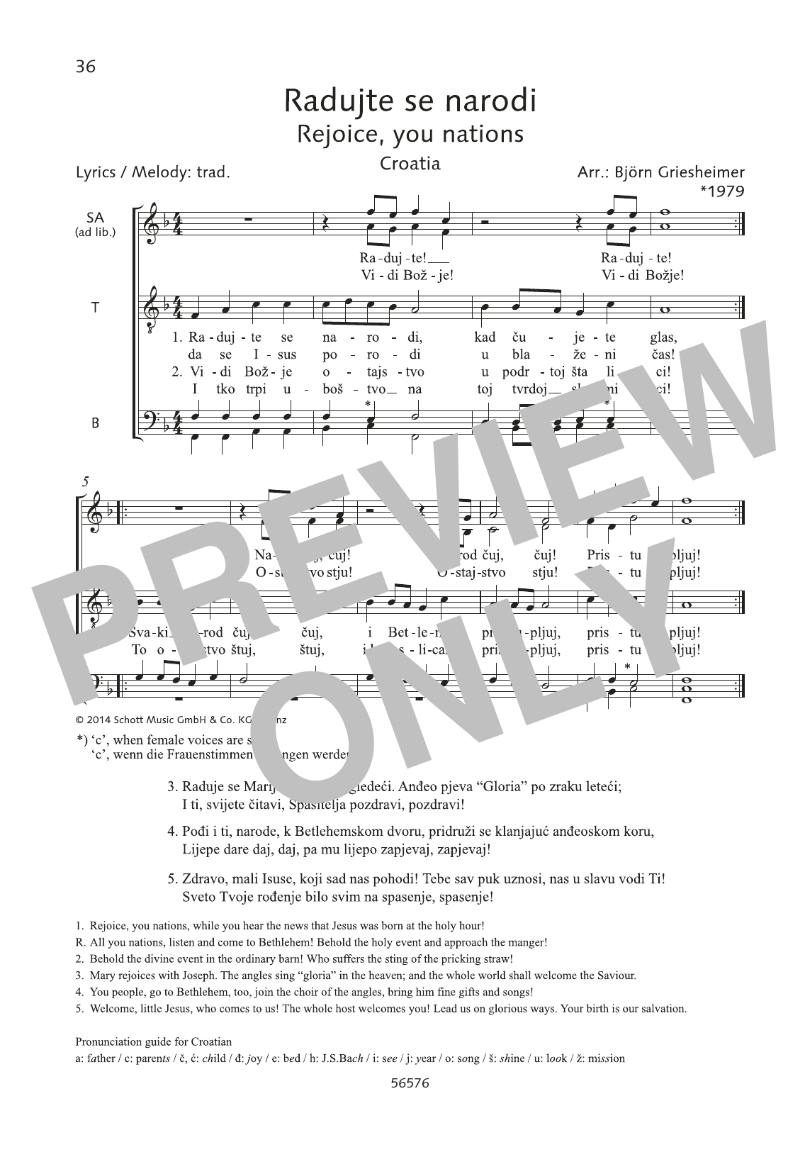 Björn Griesheimer Radujte se narodi Sheet Music Notes & Chords for Choral - Download or Print PDF