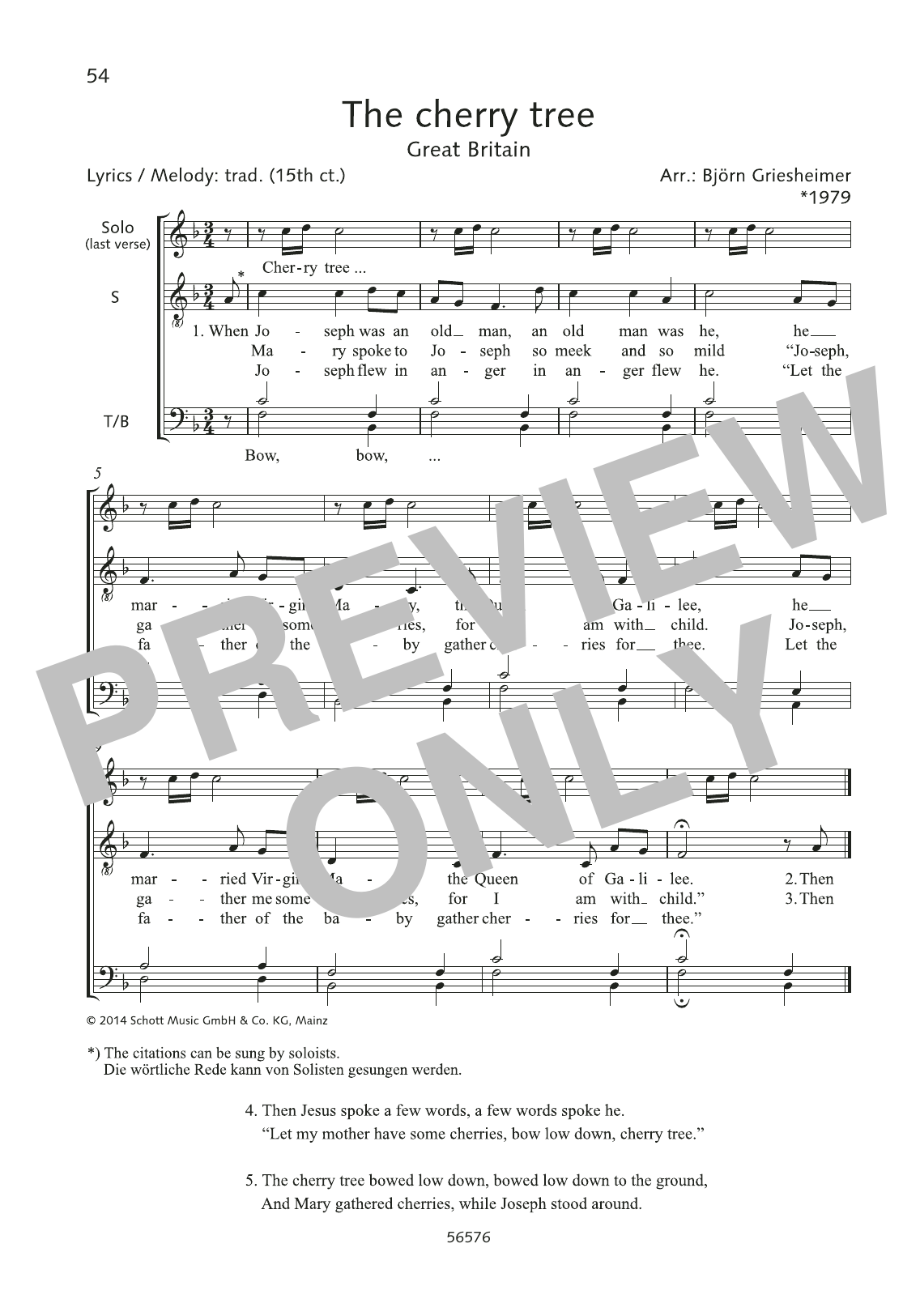 Björn Griesheimer The Cherry Tree Sheet Music Notes & Chords for Choral - Download or Print PDF