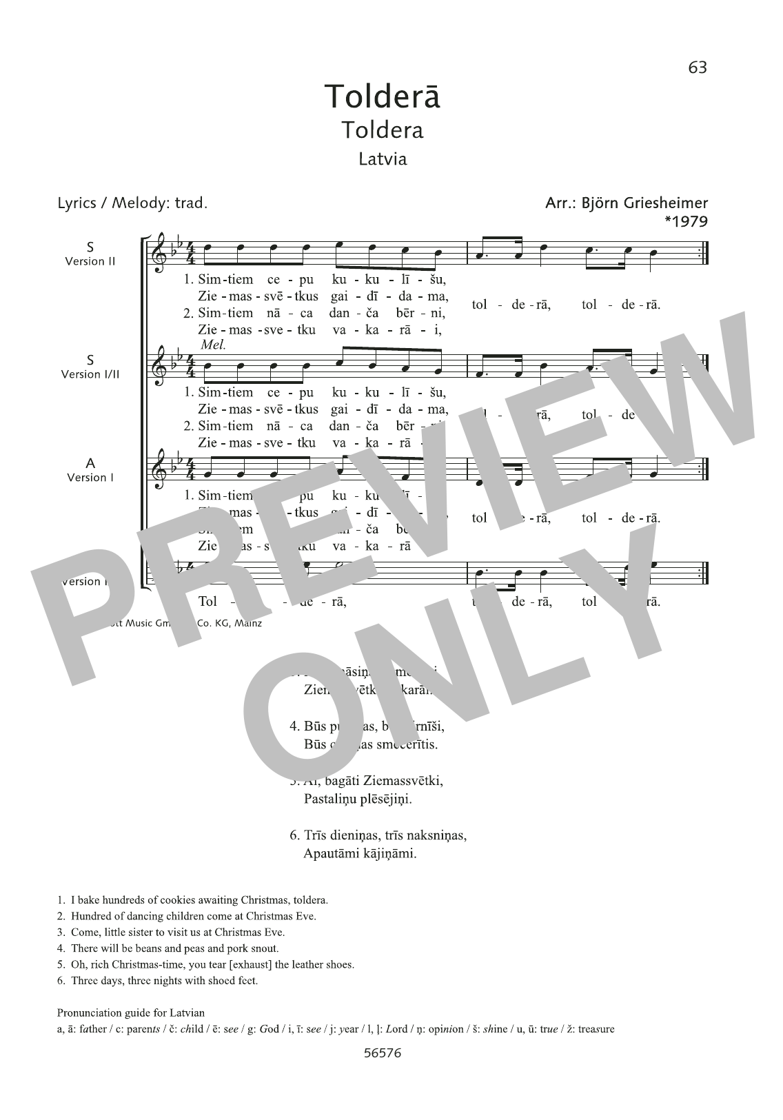 Björn Griesheimer Toldera Sheet Music Notes & Chords for Choral - Download or Print PDF