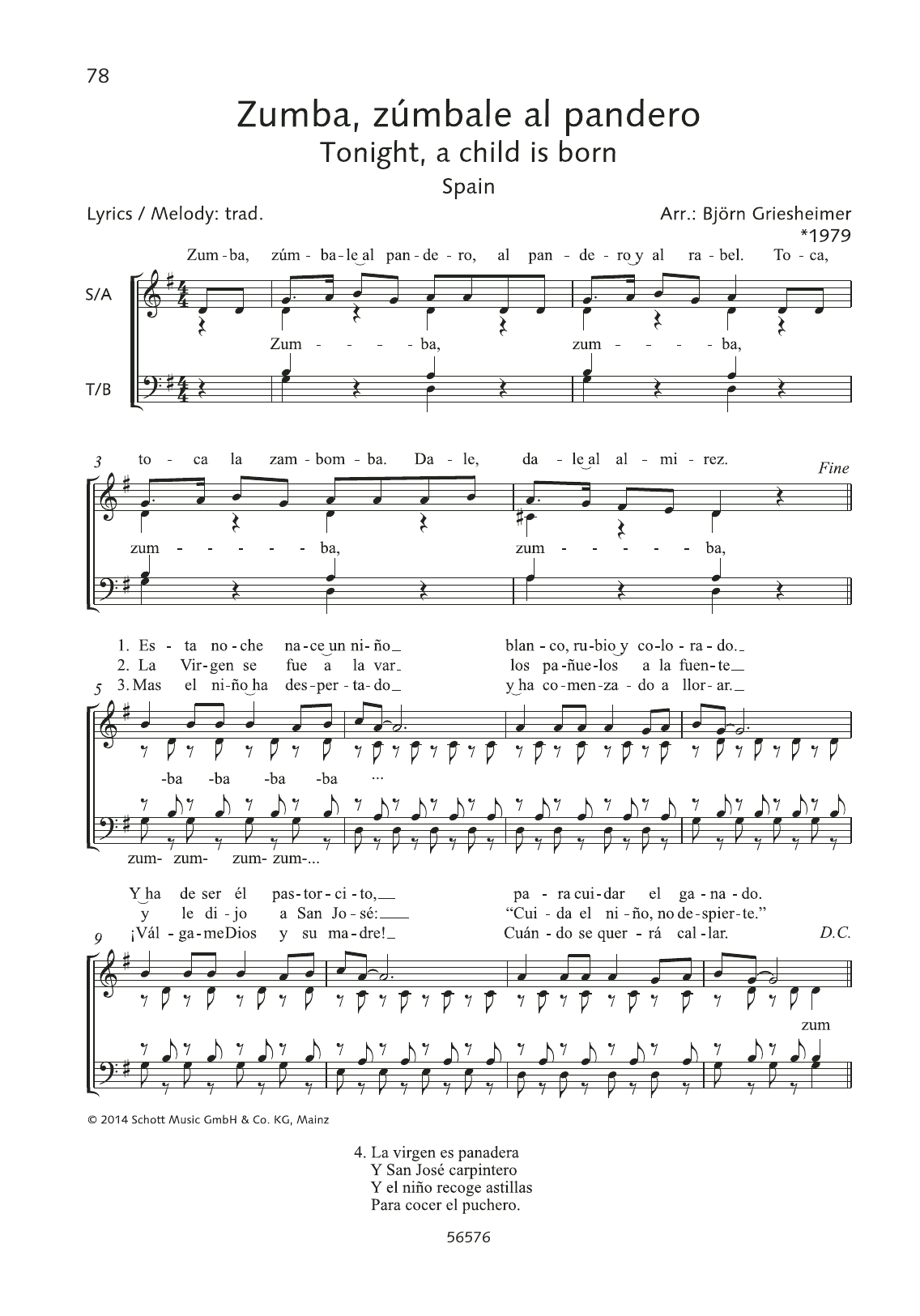 Björn Griesheimer Zumba, zumbale al pandero Sheet Music Notes & Chords for Choral - Download or Print PDF
