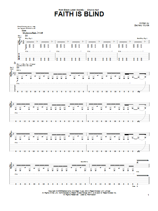 Black Label Society Faith Is Blind Sheet Music Notes & Chords for Guitar Tab - Download or Print PDF