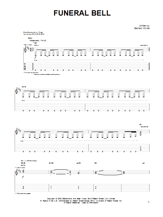 Black Label Society Funeral Bell Sheet Music Notes & Chords for Guitar Tab - Download or Print PDF