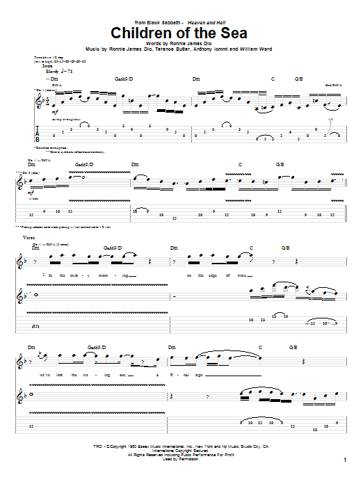 Black Sabbath Children Of The Sea Sheet Music Notes & Chords for Guitar Tab - Download or Print PDF