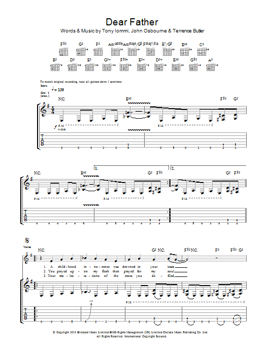 Black Sabbath Dear Father Sheet Music Notes & Chords for Guitar Tab - Download or Print PDF