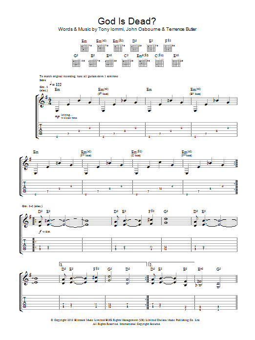Black Sabbath God Is Dead? Sheet Music Notes & Chords for Guitar Tab - Download or Print PDF