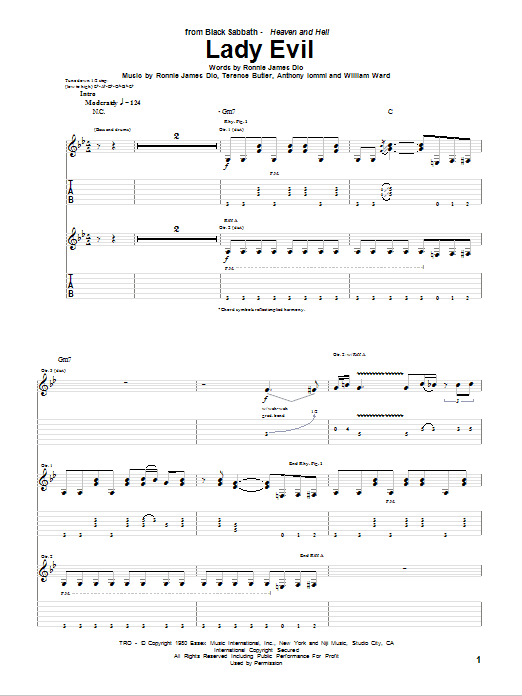 Black Sabbath Lady Evil Sheet Music Notes & Chords for Ukulele with strumming patterns - Download or Print PDF