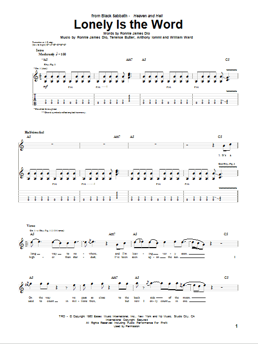 Black Sabbath Lonely Is The Word Sheet Music Notes & Chords for Ukulele with strumming patterns - Download or Print PDF