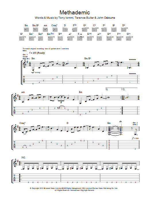 Black Sabbath Methademic Sheet Music Notes & Chords for Guitar Tab - Download or Print PDF
