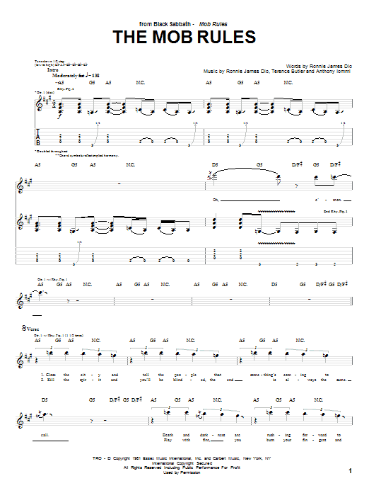 Black Sabbath The Mob Rules Sheet Music Notes & Chords for Ukulele with strumming patterns - Download or Print PDF