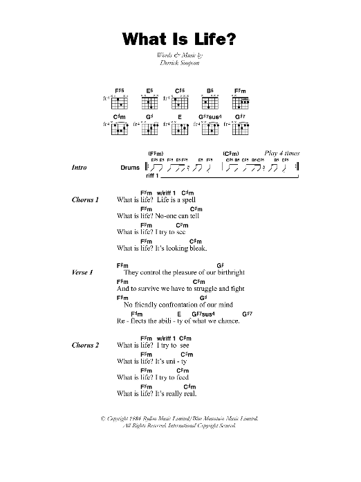 Black Uhuru What Is Life? Sheet Music Notes & Chords for Lyrics & Chords - Download or Print PDF