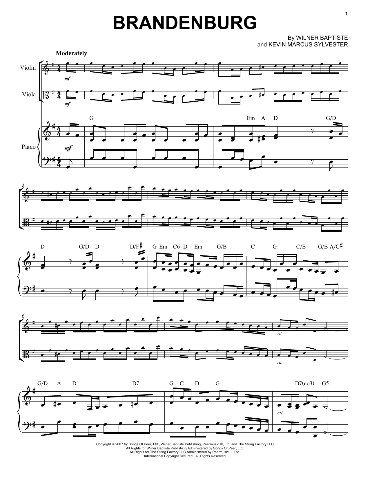 Black Violin Brandenburg Sheet Music Notes & Chords for Instrumental Duet and Piano - Download or Print PDF