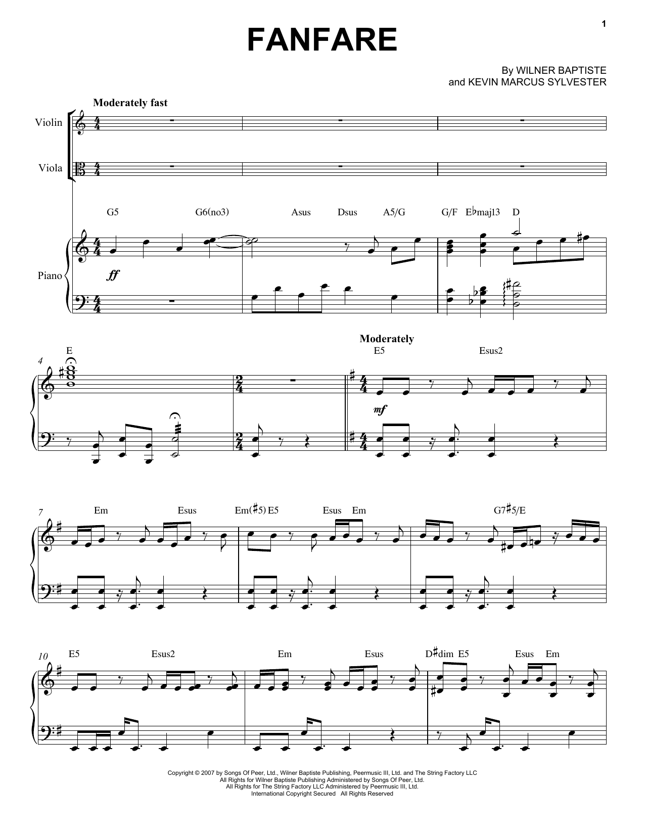 Black Violin Fanfare Sheet Music Notes & Chords for Instrumental Duet and Piano - Download or Print PDF