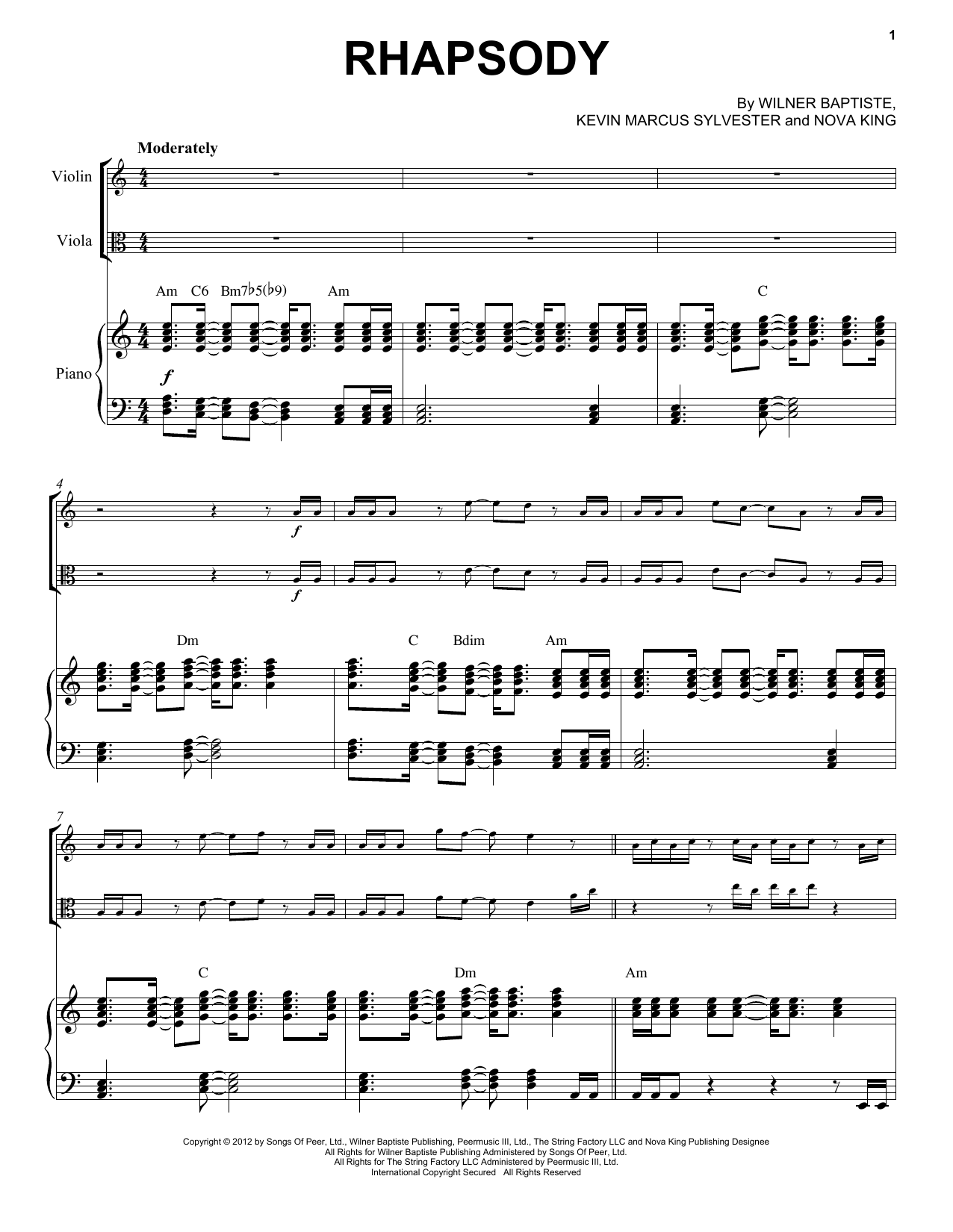Black Violin Rhapsody Sheet Music Notes & Chords for Instrumental Duet and Piano - Download or Print PDF