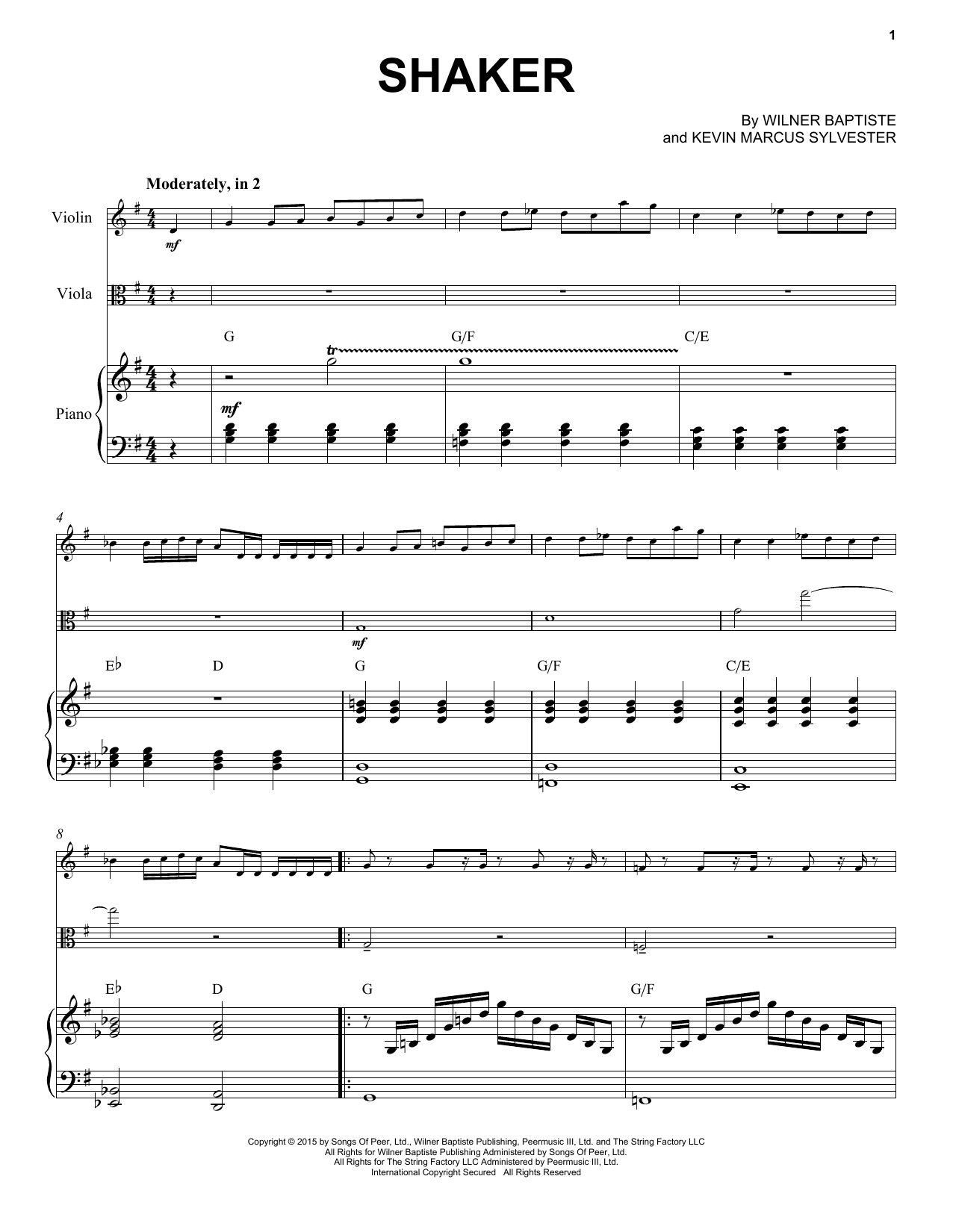 Black Violin Shaker Sheet Music Notes & Chords for Instrumental Duet and Piano - Download or Print PDF