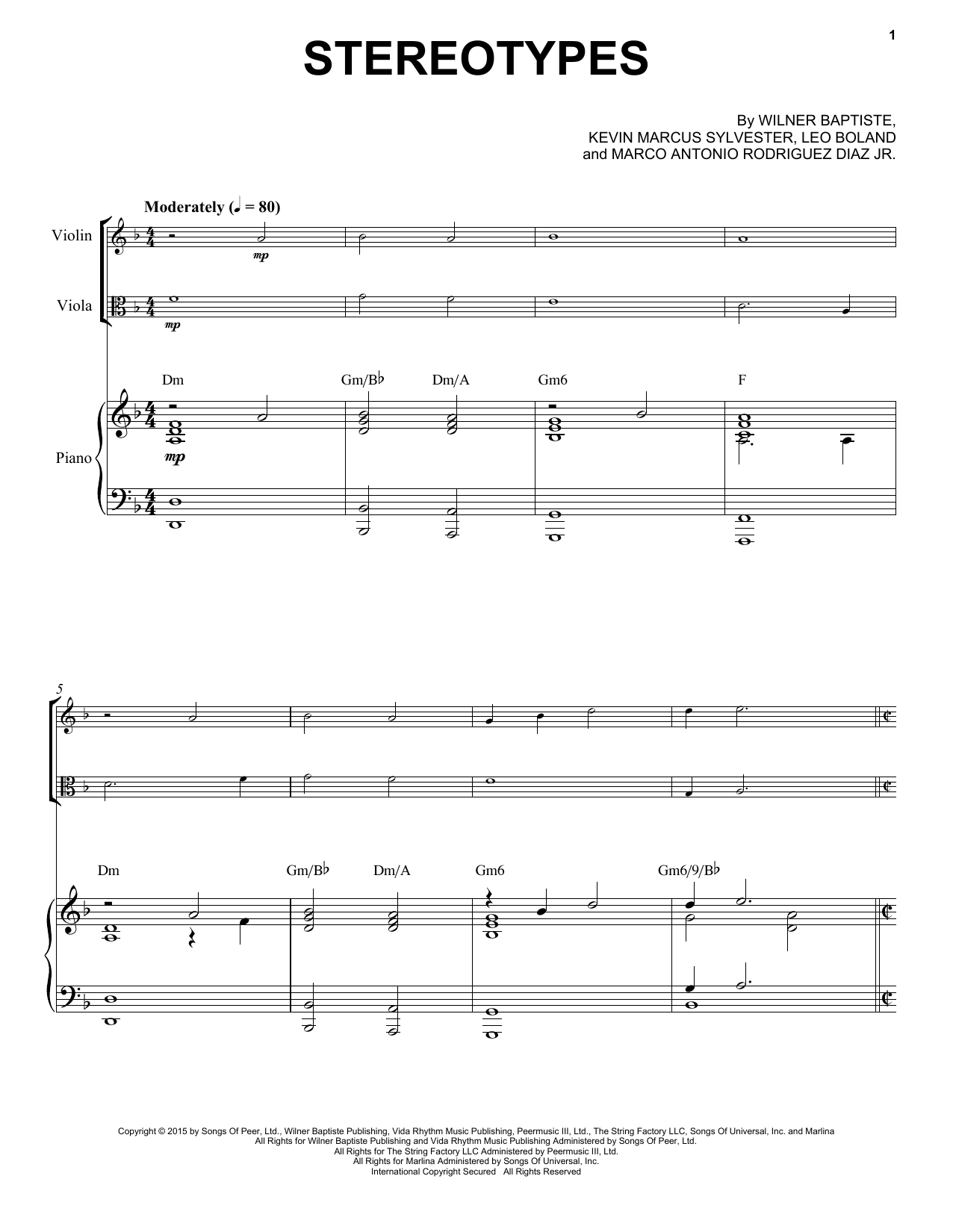 Black Violin Stereotypes Sheet Music Notes & Chords for Instrumental Duet and Piano - Download or Print PDF