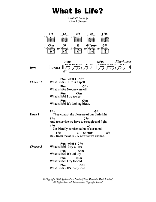 Black Uhuru What Is Life? Sheet Music Notes & Chords for Lyrics & Chords - Download or Print PDF