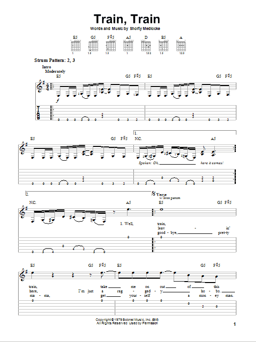 Blackfoot Train, Train Sheet Music Notes & Chords for Easy Guitar Tab - Download or Print PDF