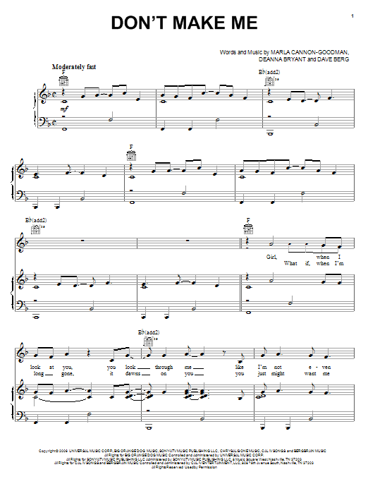 Blake Shelton Don't Make Me Sheet Music Notes & Chords for Piano, Vocal & Guitar (Right-Hand Melody) - Download or Print PDF