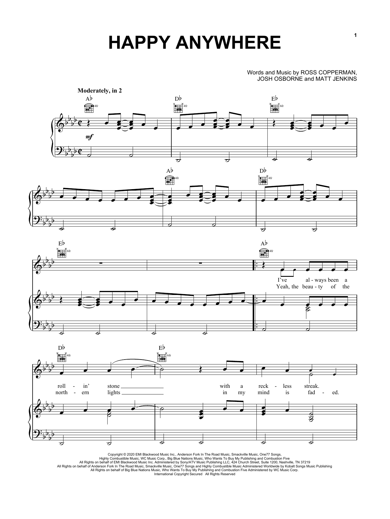 Blake Shelton Happy Anywhere (feat. Gwen Stefani) Sheet Music Notes & Chords for Piano, Vocal & Guitar (Right-Hand Melody) - Download or Print PDF