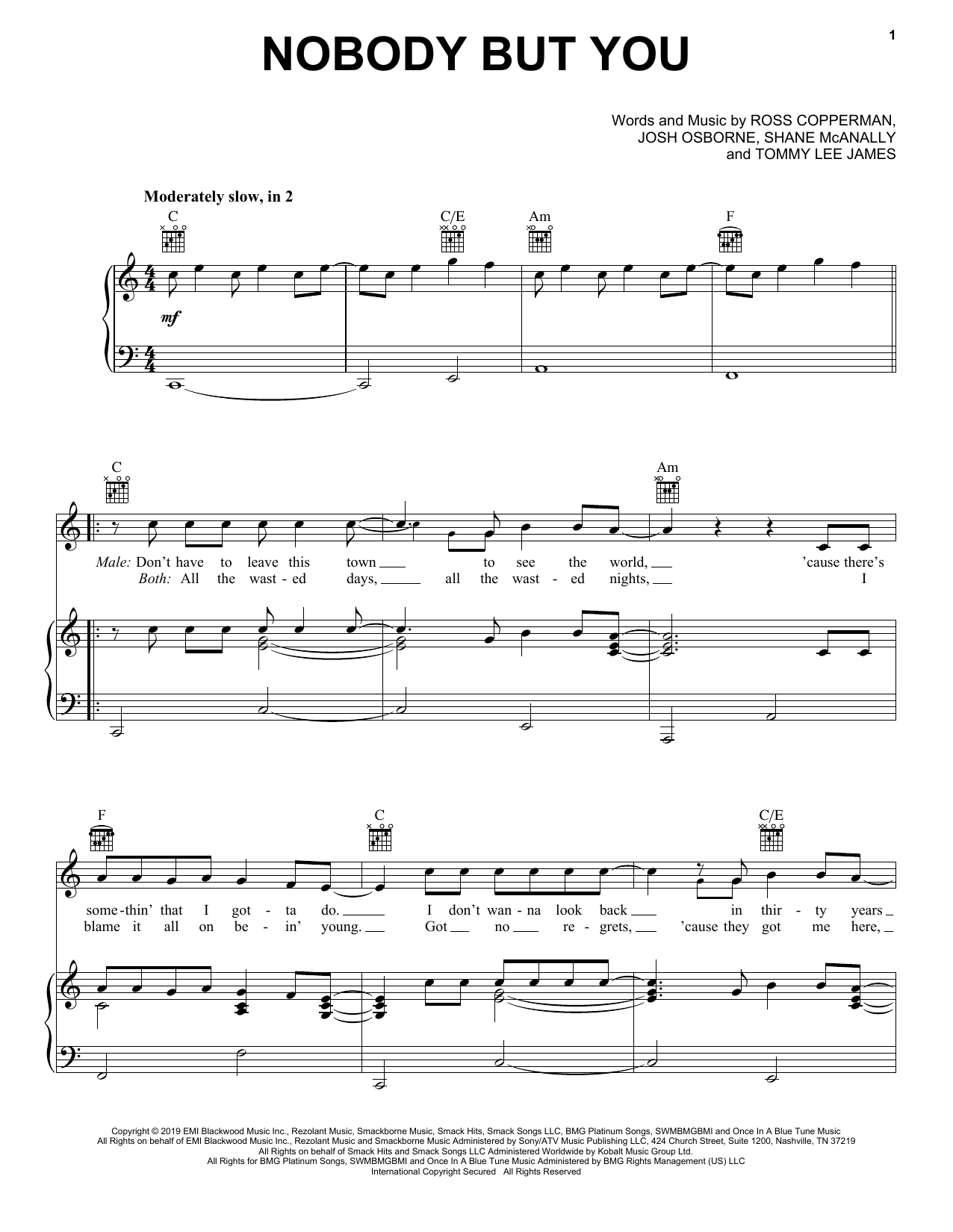 Blake Shelton Nobody But You (duet with Gwen Stefani) Sheet Music Notes & Chords for Piano, Vocal & Guitar (Right-Hand Melody) - Download or Print PDF