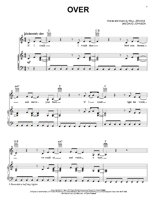 Blake Shelton Over Sheet Music Notes & Chords for Piano, Vocal & Guitar (Right-Hand Melody) - Download or Print PDF