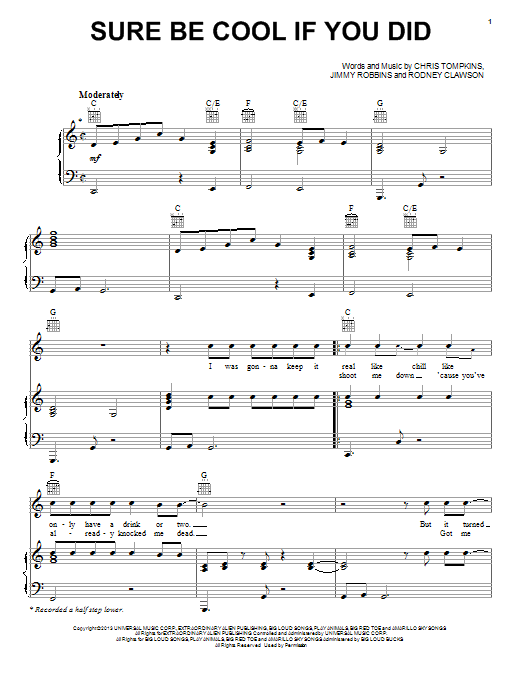 Blake Shelton Sure Be Cool If You Did Sheet Music Notes & Chords for Piano, Vocal & Guitar (Right-Hand Melody) - Download or Print PDF Blake Shelton Sure Be Cool If You Did Sheet Music Notes & Chords for Piano, Vocal & Guitar (Right-Hand Melody) - Download or Print PDF